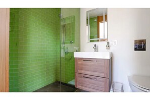 Spacious bathroom and luxurious shower