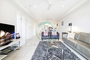 Zen Ocean Meadows- Cozy 2-BR/2-BA Sea View Retreat - Elevate your living experience in our stylish living room, where every detail is designed for your comfort