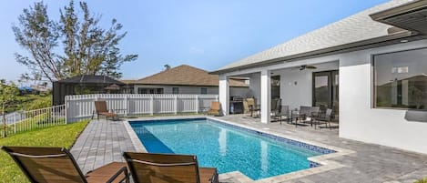 Relax by the south-facing heated saltwater pool.