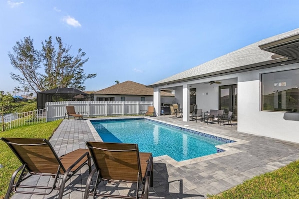 Relax by the south-facing heated saltwater pool.
