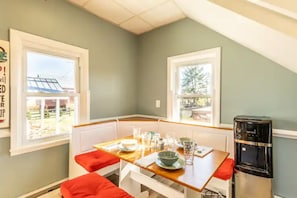 Start the day with a tasty meal and a cup of coffee at our breakfast table.