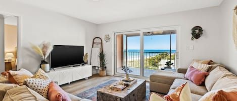 Living Room w/ long, beach view & HUGE sectional