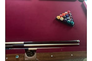 Pool table in the garage