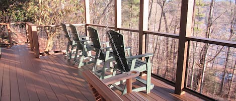 Private back deck overlooking Downtown Banner Elk