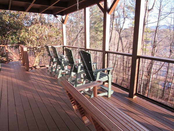 Private back deck overlooking Downtown Banner Elk