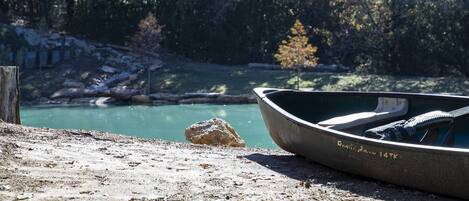 Canoes available for use on the Blue Lagoon!