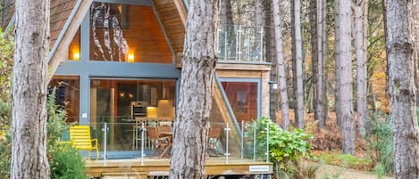 Woodpecker: A beautiful, Scandinavian A-frame lodge in Weybourne Forest, set high on the hill above the popular coastal village of Weybourne