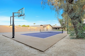 Basketball and pickle ball court.
