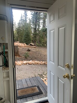 View to outside from bathhouse. 