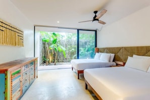 2 Double/full beds and access to a small private garden patio