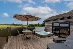 Decking with Private hot tub and open countryside views