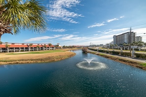 Amazing views overlooking the pond from your second floor balcony.