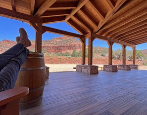 Large porch with a national park like view.