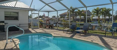 Float in the pool with a view of the water