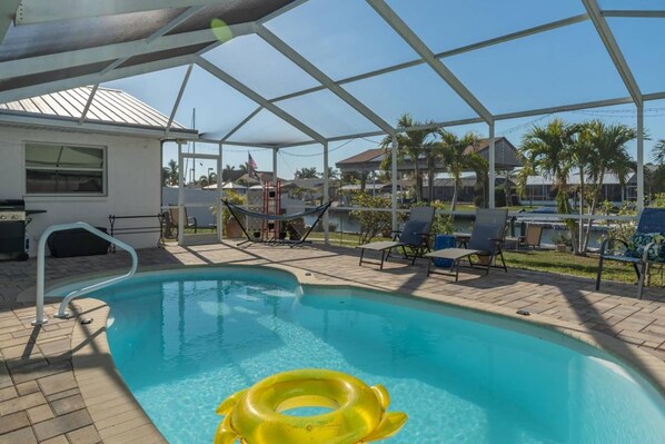 Float in the pool with a view of the water