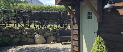 Front door with view to Cader Idris, Wales's second highest mountain
