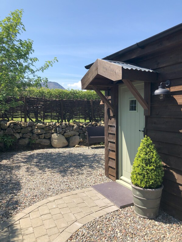 Front door with view to Cader Idris, Wales's second highest mountain
