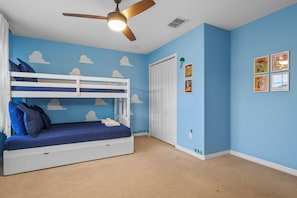 Toy story! Bedroom #3 with a twin/full bunk bed with a twin trundle