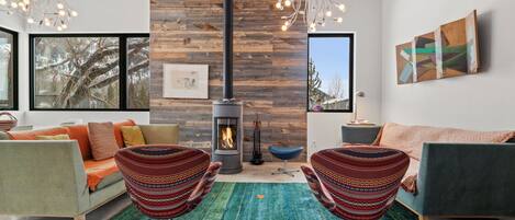 Living Room With Wood-Burning Stove