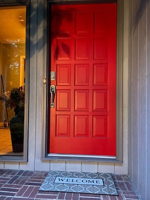 Front door with keypad for entry