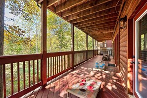 Enjoy a game of corn hole on the lower balcony with the family!