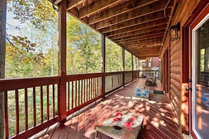 Enjoy a game of corn hole on the lower balcony with the family!