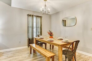 Classic Wooden Table with chairs and benches