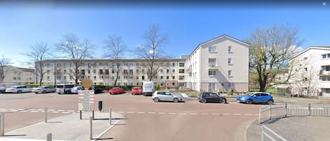 Street view, parking, building view