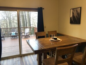 Dining area overlooking deck