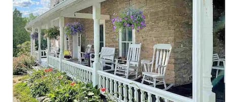 Rocking chair front porch, main entry door.