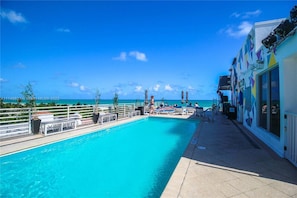 Rooftop pool with lovely beach views