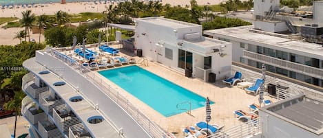 Rooftop pool with lovely beach views