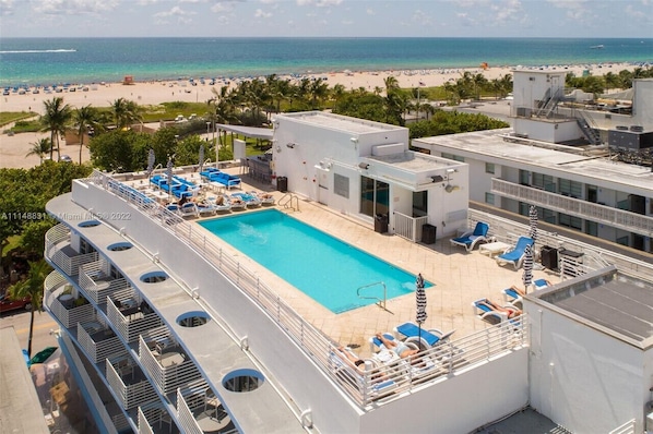 Rooftop pool with lovely beach views