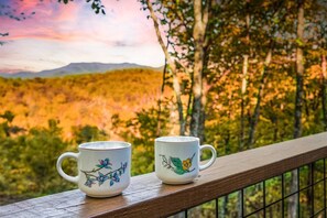 Watch the fall leaves change across the valley from both decks as you take in the beautiful mountain views!