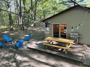 Private outdoor space perfect for a barbecue or a bonfire on those cooler nights