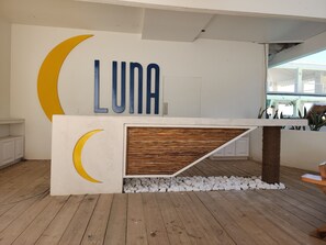 Luna Beach sign at restaurant