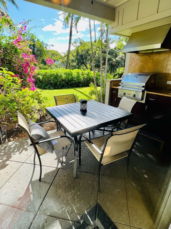 Private oasis is just a few steps to the pool and hot tub area