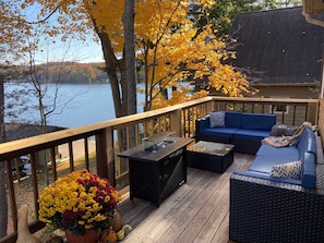 Beautiful views from the back deck + gas fire table.