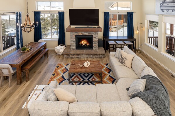 The main living area has windows on three sides for taking in the views