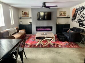 Living room and dining area.