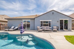 Bask in the warm California sun and take a refreshing dip in the pool.