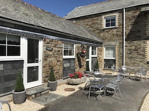 Chough cottage (in corner) outside seating