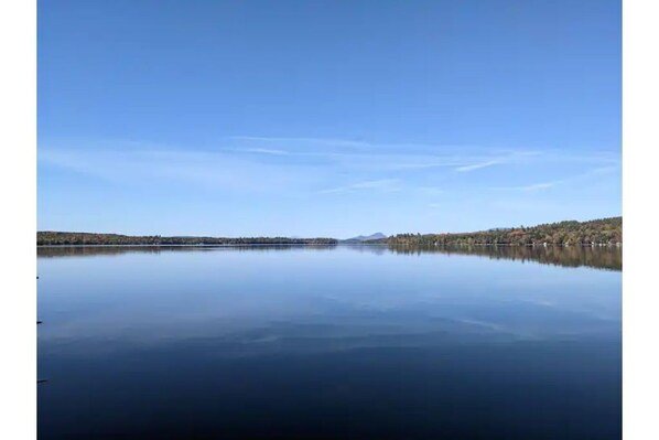 Sebec Lake view with mountains in the distance