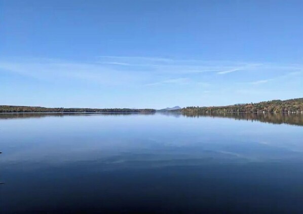 Sebec Lake view with mountains in the distance