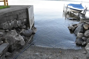 Private steps into sandy area into the water