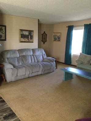Living room with dual reclining sofa