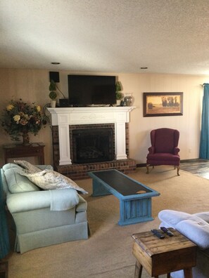 Gas fireplace and 50" smart TV