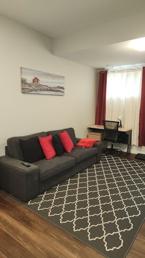 Living room with dedicated workstation