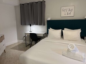 bedroom with workspace...