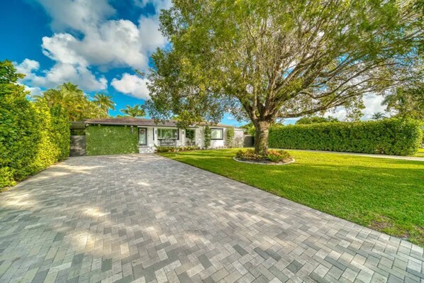 Front yard, north driveway